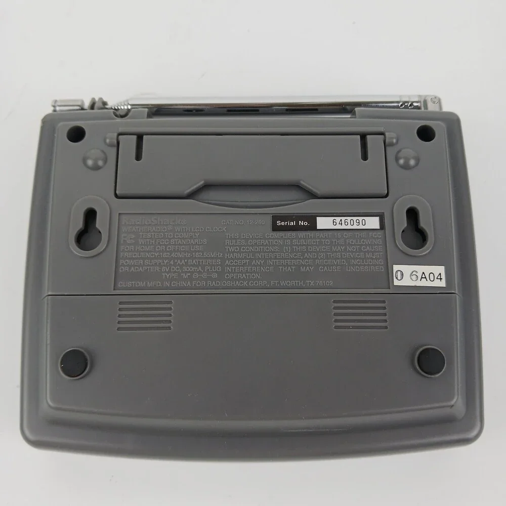 Radio Shack Gray Weatheradio Battery Operated Bedside Alarm Clock